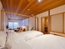 離れ全4室の一つである折桜のベッドルーム。部屋はお任せで用意します。ご希望があればご指定下さい。