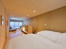 離れ全4室の一つである折橋のベッドルーム。部屋はお任せで用意します。ご希望があればご指定下さい。