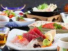 夕食一例|新鮮なお刺身や金目鯛の煮付けがついた会席料理