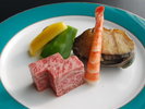 【ご夕食】A5ランク仙台牛サーロインと丸ごと鮑 ※イメージ