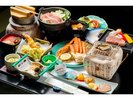 アワビの踊り焼き・本ズワイガニ・牛ステーキが揃う贅沢な3大美食プラン。