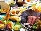 上州牛&鮑・帆立・甘海老などの海鮮蒸しなど上州の地産地消を贅沢に味わう恵み会席