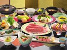 上州黒毛和牛づくしプランお料理例(お食事は姉妹館にご用意・画像は露天風呂付客室のお食事イメージ)