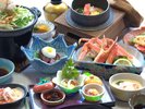 食前酒 前菜3種 鮪山掛 かにグラタン かに茶碗蒸し かに酢 かに饅頭 かに入り天婦羅 かに釜飯 等