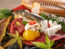 【極み/特別会席】秋(2026年9月〜11月)酒菜 月見栗 蓮根信州煮 喜連川鮎一夜干し 東寺巻 秋茄子田楽