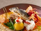 【土地の恵み会席】秋(2026年9月〜11月)酒菜 月見栗 蓮根信州煮 喜連川産鮎一夜干し 秋茄子田楽 他