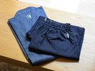 太宰治のシルエットがあしらわれた、当館オリジナルの作務衣!やわらかな肌触りで着心地も抜群!