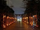 【武田神社】春は信玄公芸術灯籠祭が行われ、夜は幻想的な光に包まれます。当館よりお車で約11分。