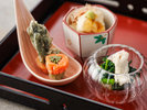 【土地の恵み会席】春(2026年3月〜5月)前菜 旬菜三種盛り