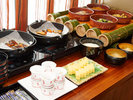【朝食バイキング】和食メニューも豊富です!郷土料理、県内産食材を使用したメニューです。