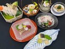 6〜8月【雅会席】鱧土瓶蒸し 鱸コンフィ 和王ローストビーフサラダ仕立て 鱧しゃぶ 鰻釜飯