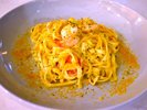 【ポンテヌオーヴォカフェ夕食】タリオリーニ 海老のペペロンチーノ カラスミ添え