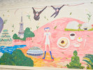 【ライブラリーカフェ】名古屋芸術大学の作家により描かれたウォールアート