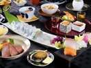 唐津の夕食活き烏賊と佐賀牛を楽しむ 活き烏賊・鮑・佐賀牛ロースト会席 ※イメージ