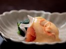 お造り<冬のお料理>信州サーモン昆布締め 黄身酢かけ