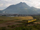 由布岳と列車の絶景