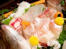 荒波の膳「伊勢海老か鮑から1品チョイス・鯛やひらめ等の舟盛り」一例