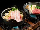 姫百合膳「伊勢海老料理3種・鮑・和牛・太鼓橋一人盛り」一例