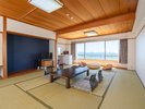 【和室(30平米)17.5畳・4階】眺望海/バストイレ付(ウォシュレット)/空気清浄機/空冷蔵庫/TV付