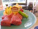 地産ブランド葉山牛サーロインを陶板で焼きで熱々を!人気です♪