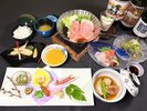 紫尾庵流創作懐石料理一例:薩摩の郷土料理や地元の素材をふんだんに使った四季折々のお料理です。