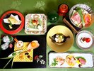 紫尾庵流創作懐石料理一例:季節を彩る旬の食材を用い、紫尾庵流のお料理をご提供致します。