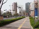 〔4〕【横断歩道⇒左折】した風景。この道をホテルクラウンパレス前までお進みください。