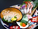 三大冬の味覚プラン【造里:ズワイ蟹刺し 河豚鉄刺】