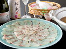 【鯛しゃぶ鍋】前菜・お造り・甘味付きのコースです。