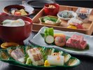 和牛ステーキ付き旬菜会席(一例)