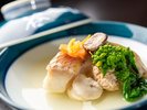【夕食】天然鯛と谷屋畑のコラボ