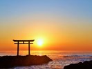 【大洗磯前神社/神磯の鳥居】目の前から昇る朝日と鳥居が織りなす神秘的な絶景。全国屈指の日の出スポット