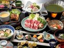 きめが細かく、柔らかな若楠ポークのしゃぶしゃぶや旬の味覚を味わう季節の会席(冬料理一例)