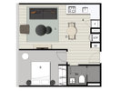 【1ベッドルーム】お部屋の間取り図(一例)
