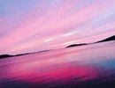 油谷湾に沈む夕日、時には一面ピンク色に染まります♪