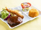 ・【夕食一例】ハンバーグ、エビフライ、デザートなど、お子さまが喜ぶキッズプレートです