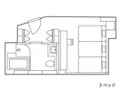 【ファミリールーム3ベッド】客室平面図