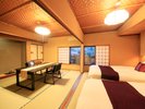 8畳+6畳和室ベッドタイプ客室 ベッドタイプでごゆっくりステイ。※一例