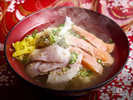 白えび出汁をかけて「富山海鮮茶漬け」ご賞味ください♪