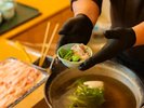 【朝食】豚肉とレタスのしゃぶしゃぶ