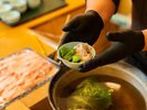 朝からさっぱり、豚しゃぶの朝食。
