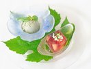 夏の特別会席 スウィートバジルの自家製アイス/西瓜のゼリー寄せ