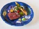 秋の基本会席 黒毛和牛炭火焼き