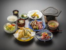 【お子様会席】(高学年向け)造里・凌ぎ・茶碗蒸し・天ぷら・サラダ・溶岩焼き・ご飯・デザート