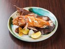 【ご夕食一例】「きんきんの塩焼き」東北沖の高級魚・きんきん(吉次)をシンプルに塩焼きで。