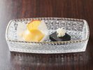 【ご夕食一例】「季節の水菓子」青森県産林檎を使用したシャーベットやアップルパイをお楽しみください。