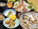 【夕食一例】名物の大漁焼や、その時々の旬の食材を使用したお料理を存分にご堪能下さい。