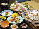 【夕食一例】名物の大漁焼や、その時々の旬の食材を使用したお料理を存分にご堪能下さい。