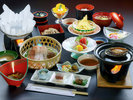 #錦膳+あわび 白金豚のしゃぶしゃぶはお肉の脂の甘みと旨味が特徴です。