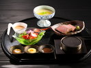 【2026秋】強肴/月見の宴ステーキ御膳は白味噌のポタージュと彩りサラダと共に